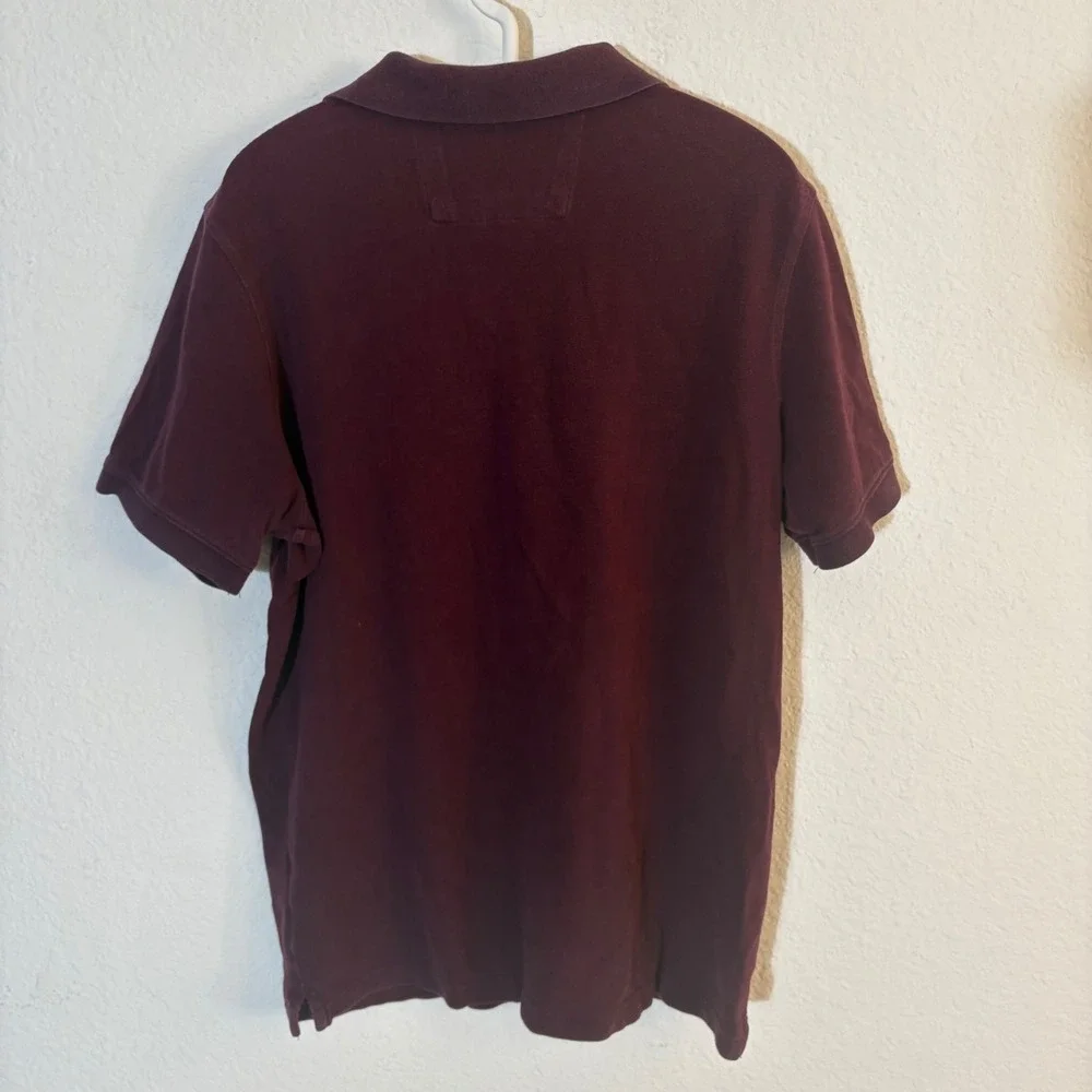 Banana Republic Polo Shirt Mens L Burgundy Birdseye Elephant Logo